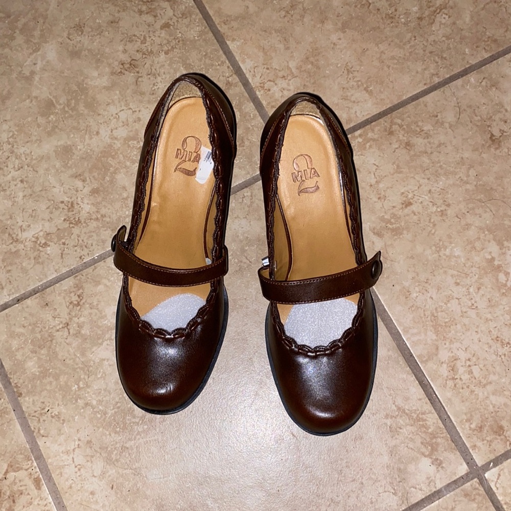 Mia 2 brown wedge MaryJane